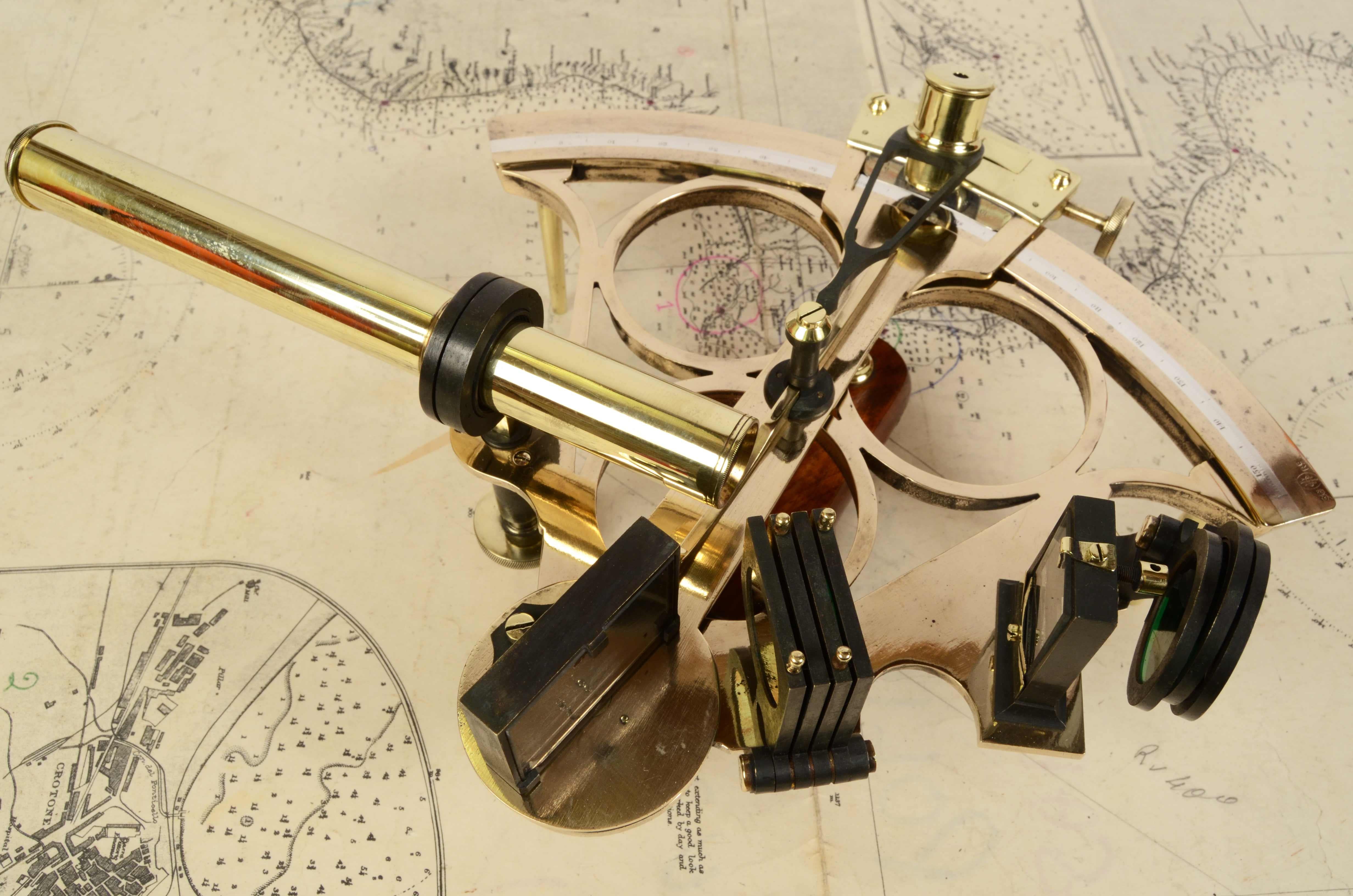 19th Century Brass Sextant Signe Marshall London Antique Marine Navigation Tool 2