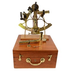 19th Century Brass Sextant Signe Marshall London Antique Marine Navigation Tool