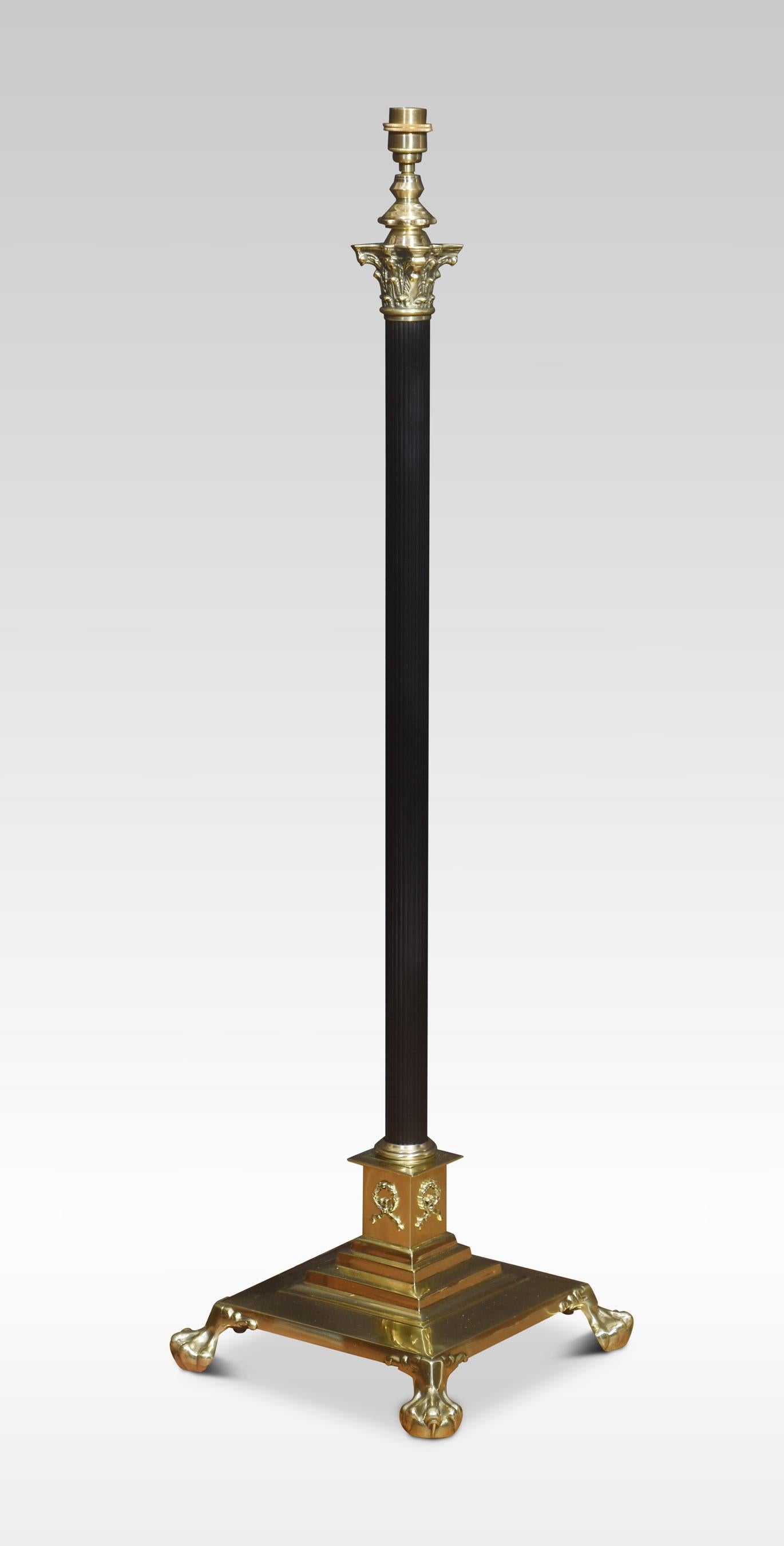 Brass 19th Century brass standard lamp For Sale