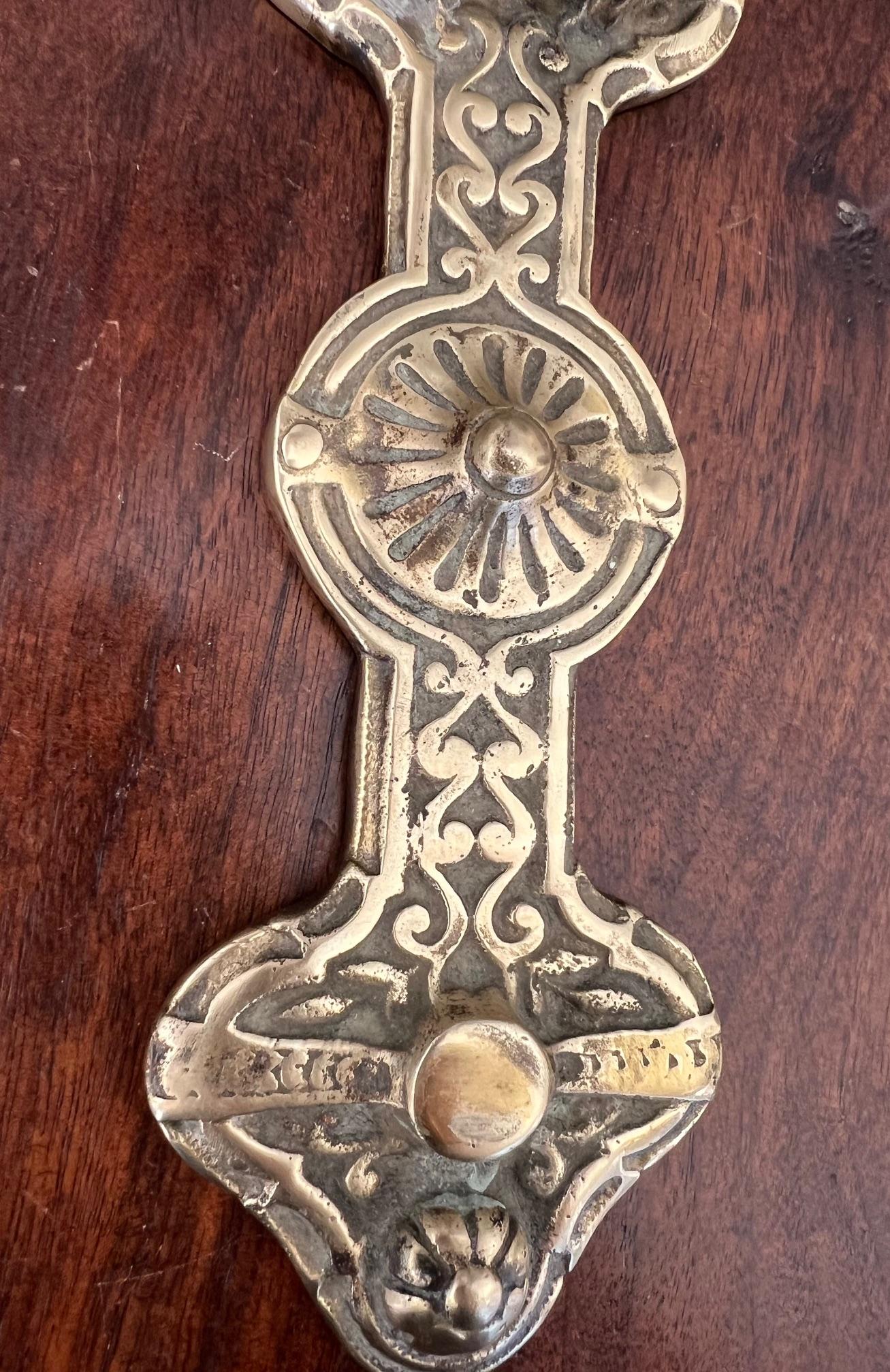 19th Century Brass Sunflower Door Knocker For Sale 7