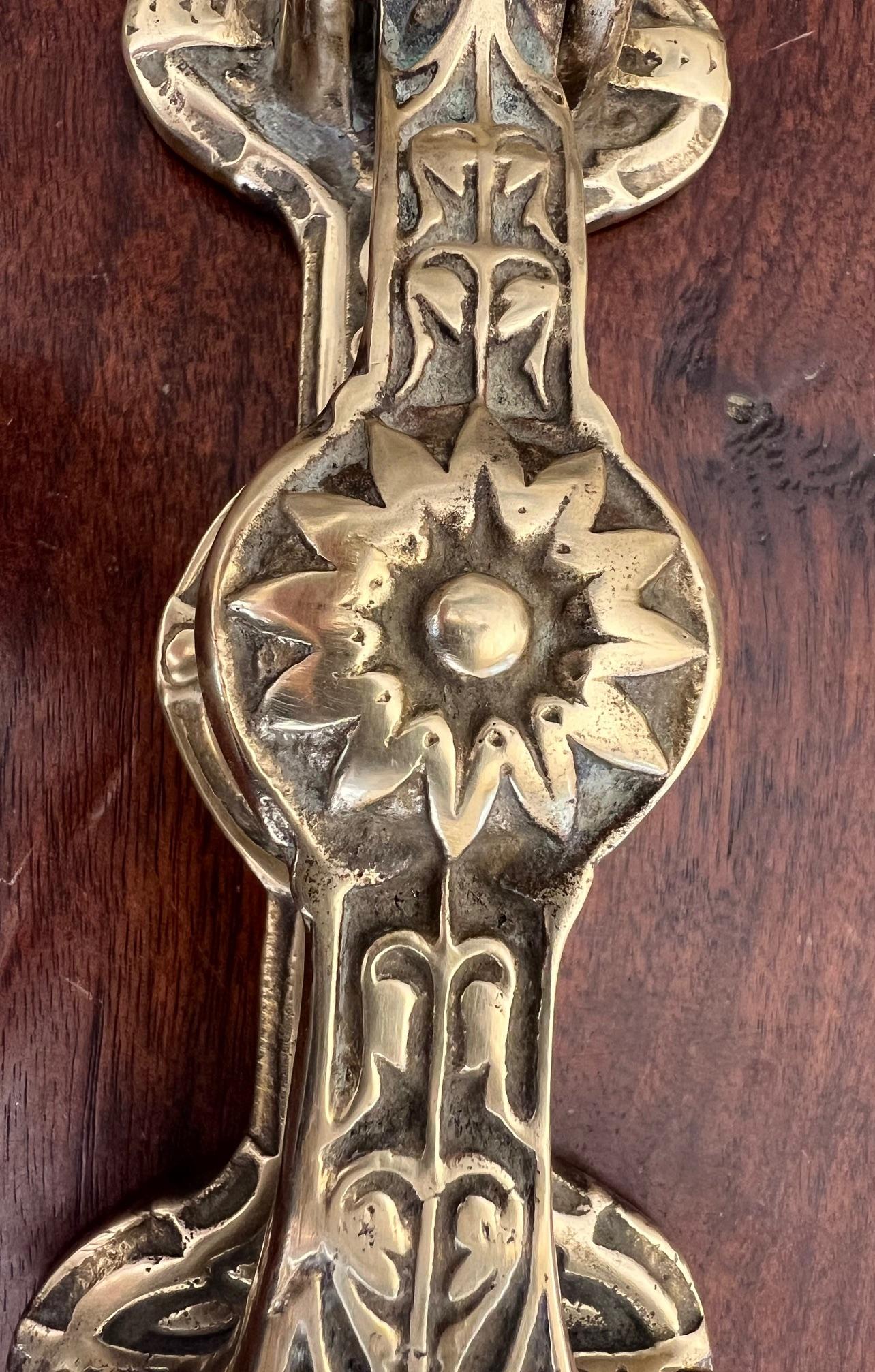 19th Century Brass Sunflower Door Knocker For Sale 9