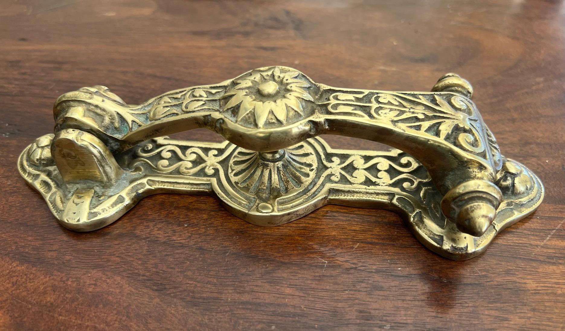 Art Nouveau 19th Century Brass Sunflower Door Knocker For Sale