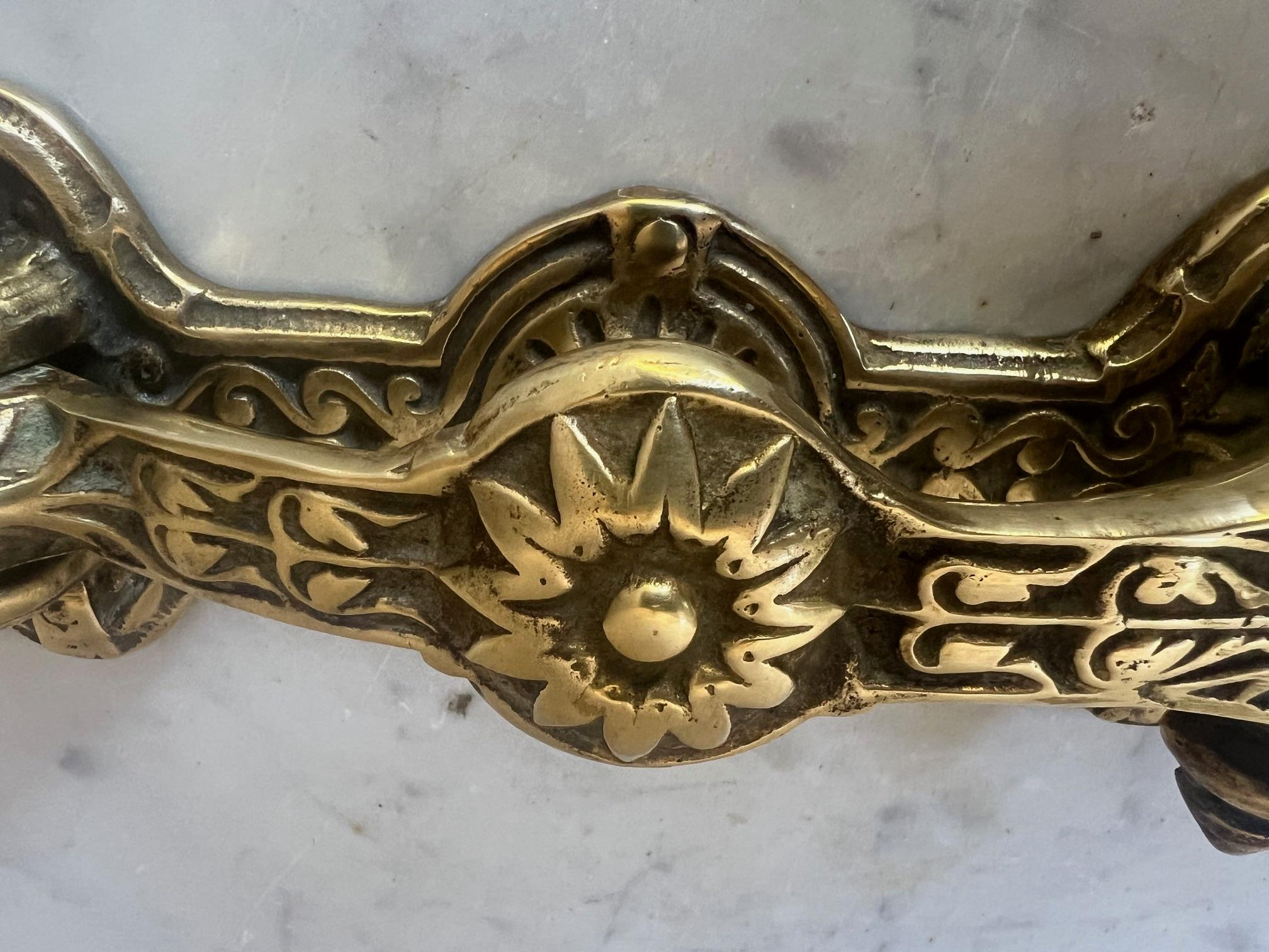 English 19th Century Brass Sunflower Door Knocker For Sale
