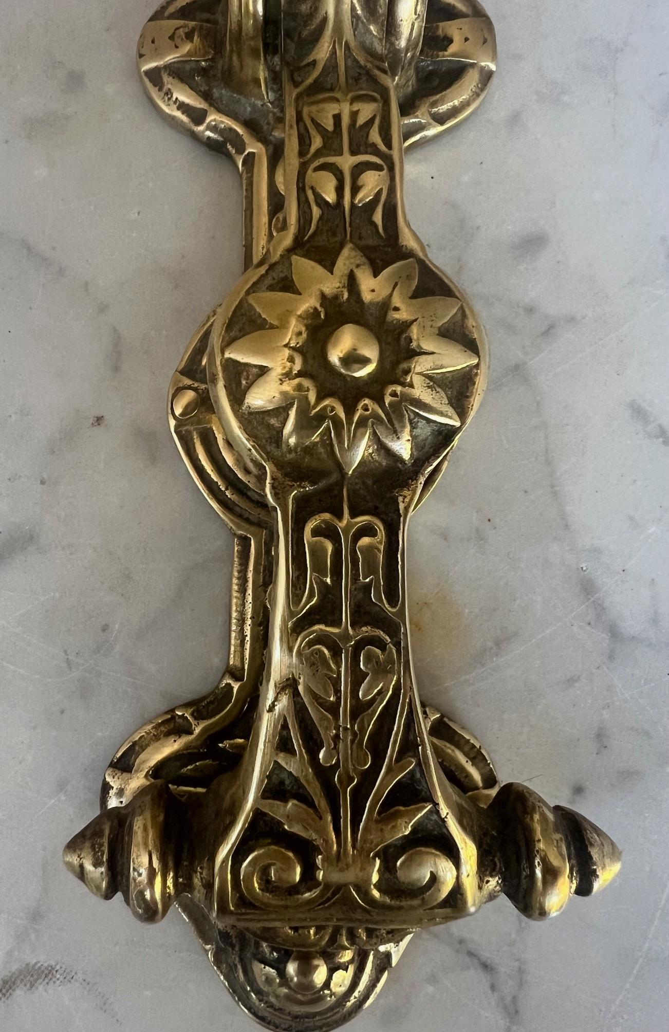 Cast 19th Century Brass Sunflower Door Knocker For Sale