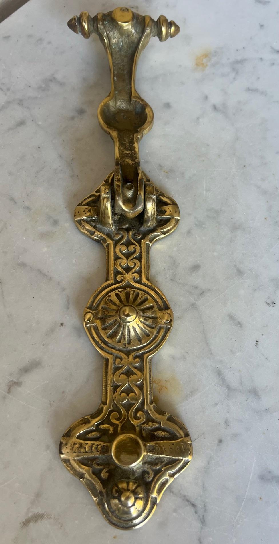 19th Century Brass Sunflower Door Knocker In Good Condition For Sale In Ross, CA