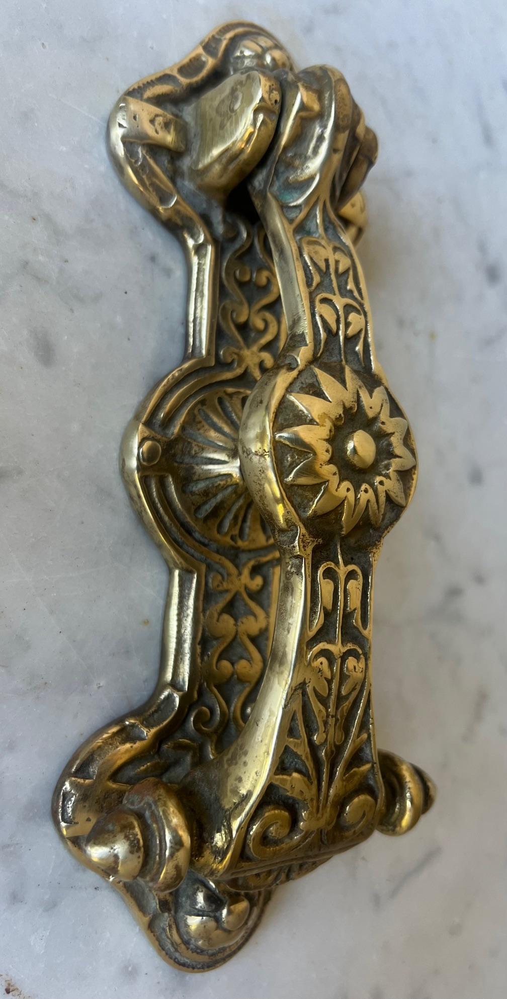 19th Century Brass Sunflower Door Knocker For Sale 1