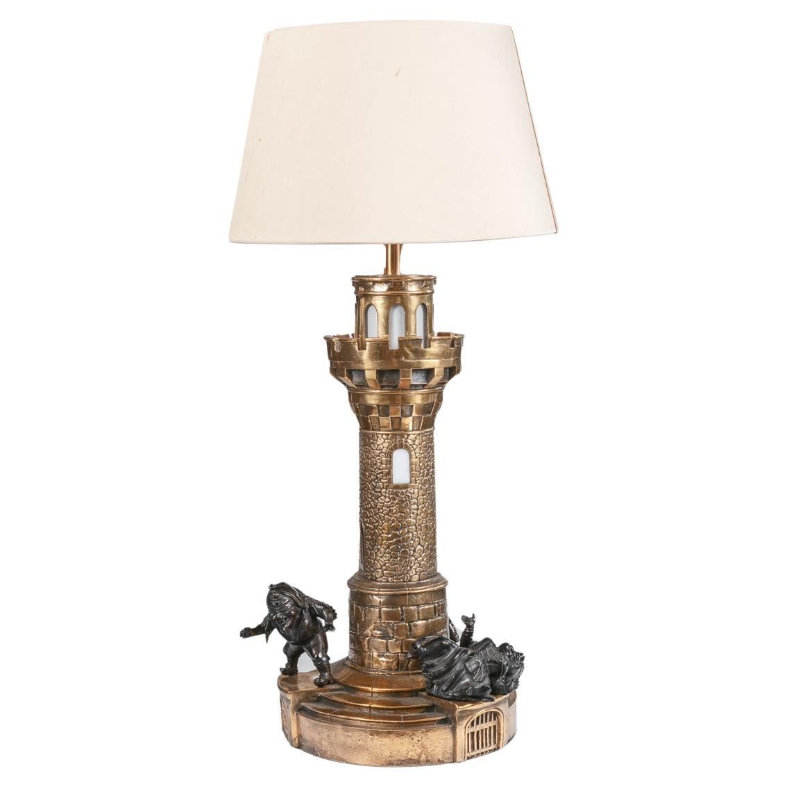 Lampe de table en laiton du XIXe siècle en vente