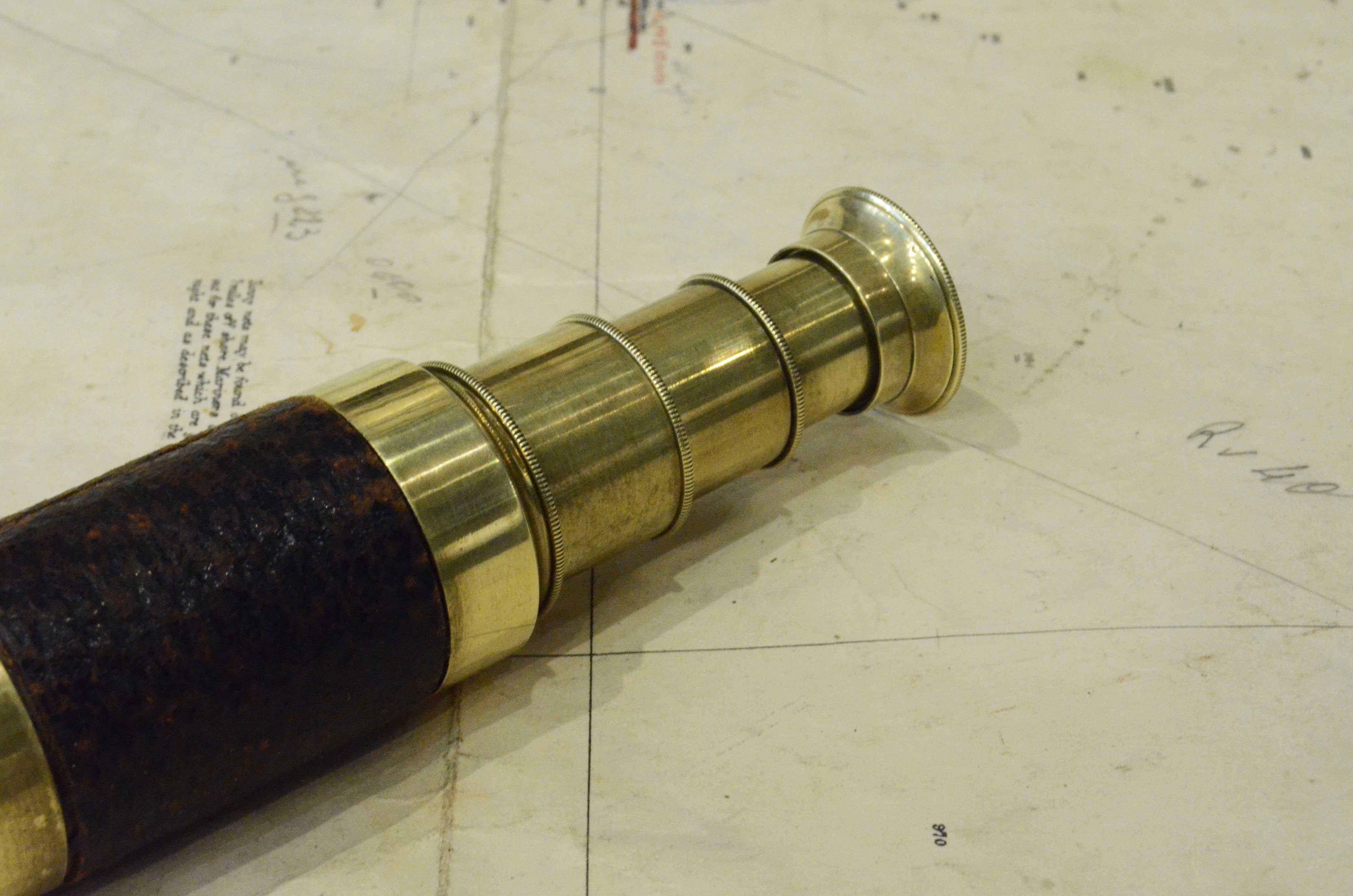 19th Century Brass Telescope Antique Marine Navigation Instrument 1