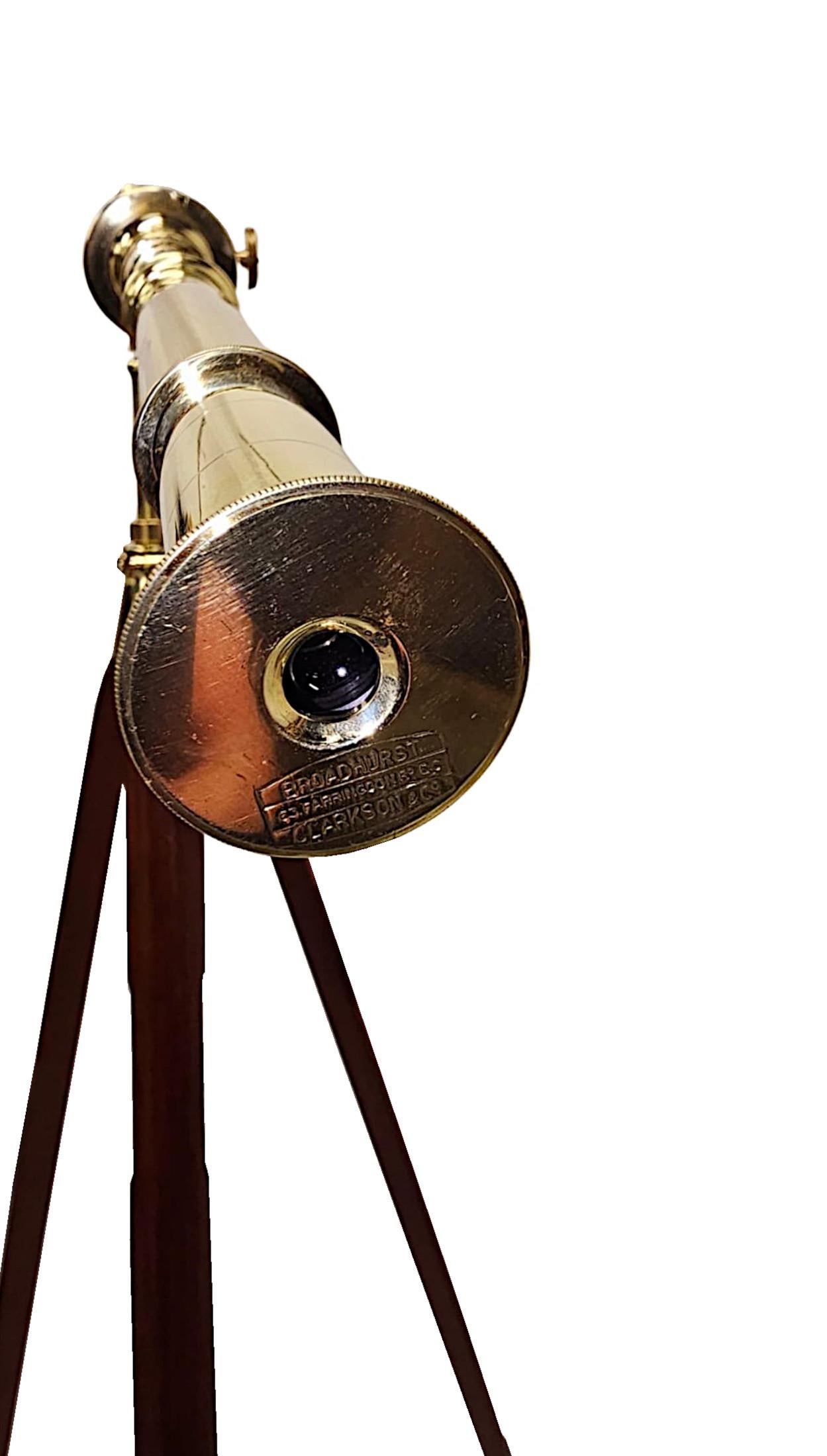 Laiton Telescope en laiton du 19e siècle par Broadhurst et Clarkson en vente