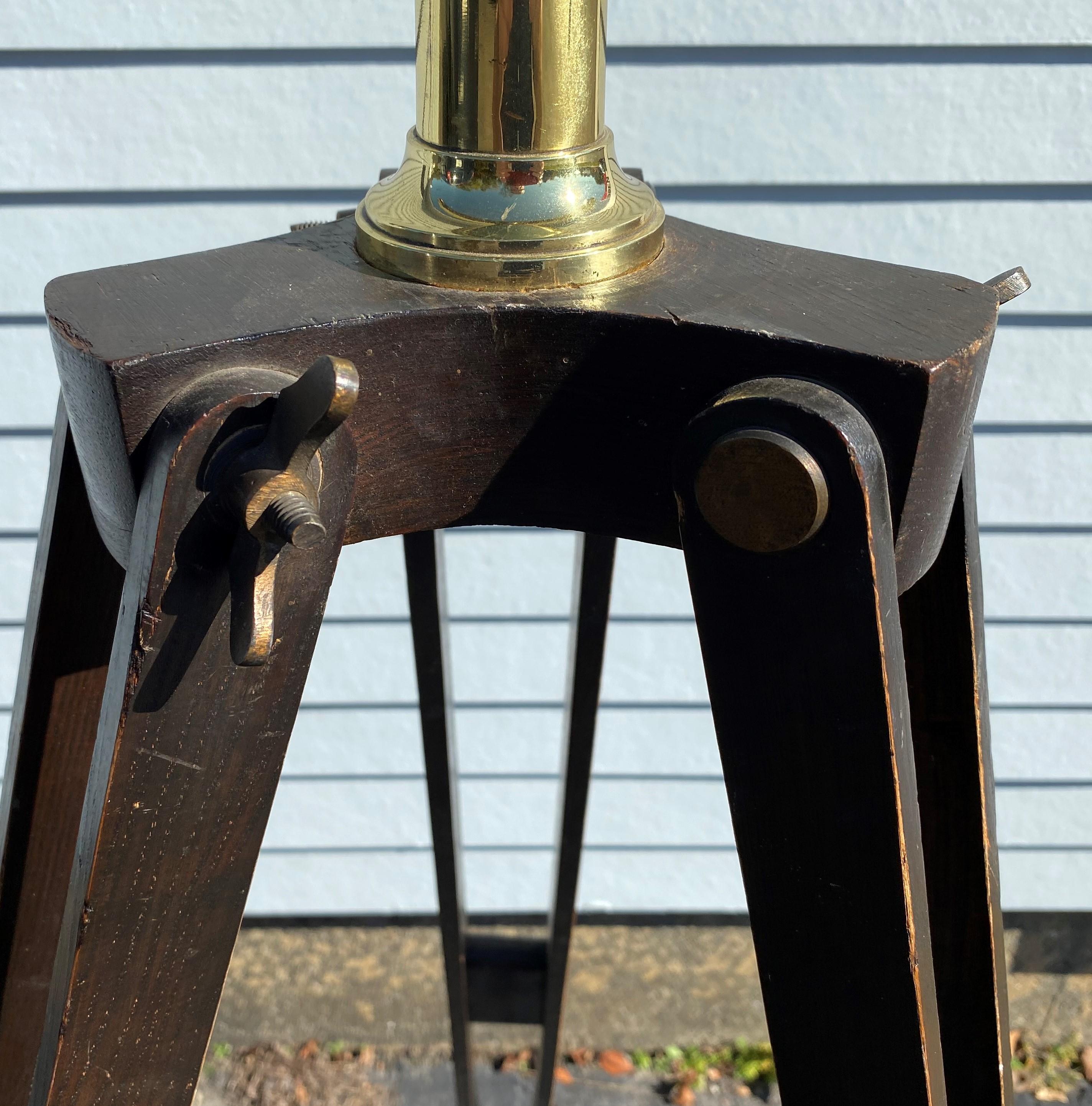 19th Century Brass Telescope on Wooden Tripod by A. Bardou, Paris In Good Condition In Milford, NH