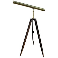 19th Century Brass Telescope on Wooden Tripod by A. Bardou, Paris