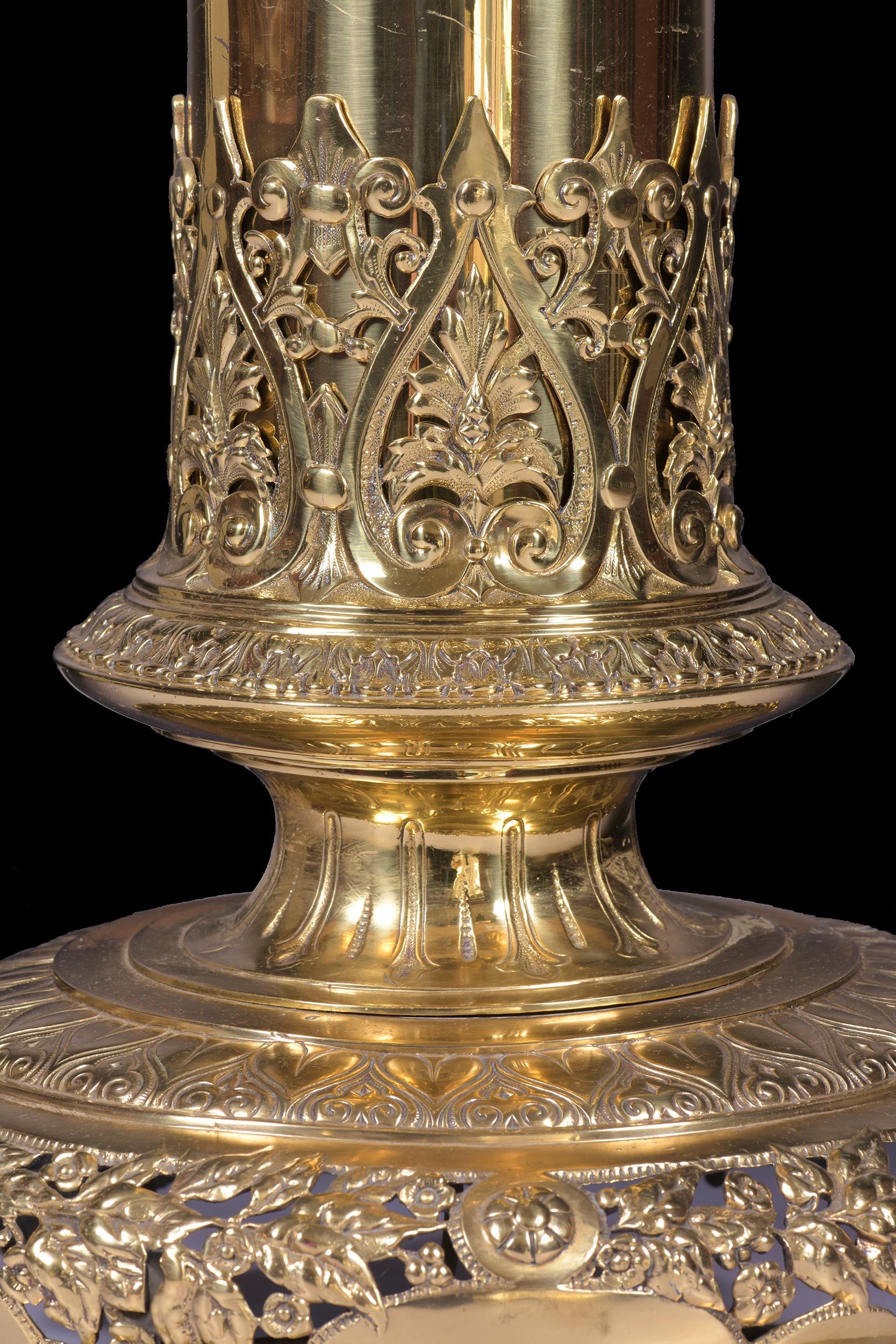 Victorian 19th Century Brass Telescopic Standard Floor Lamp For Sale
