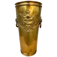 19th Century Brass Umbrella Stand with Mythological Decorations