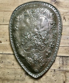 19th Century Brass Wall hanging Shield  A Decorative Gothic wall hanging Shield