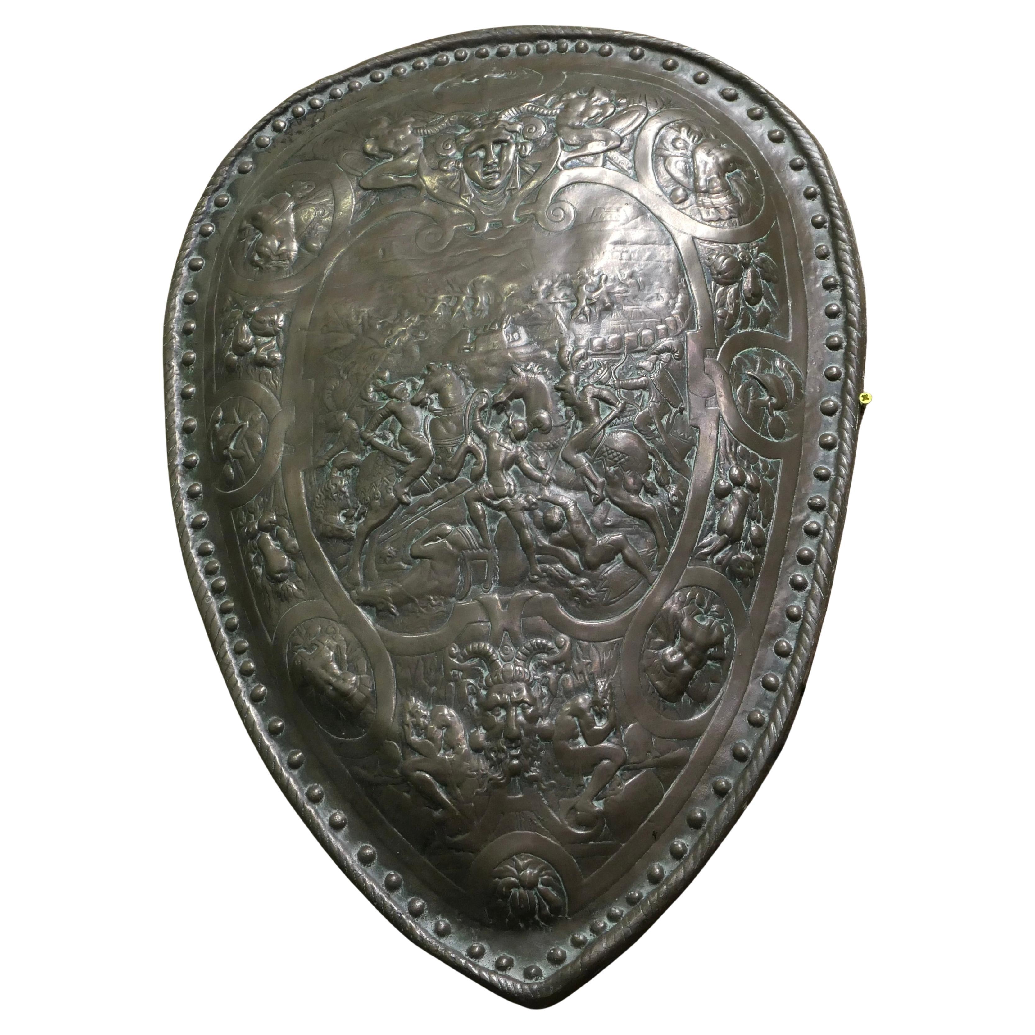 19th Century Brass Wall hanging Shield  A Decorative Gothic wall hanging Shield