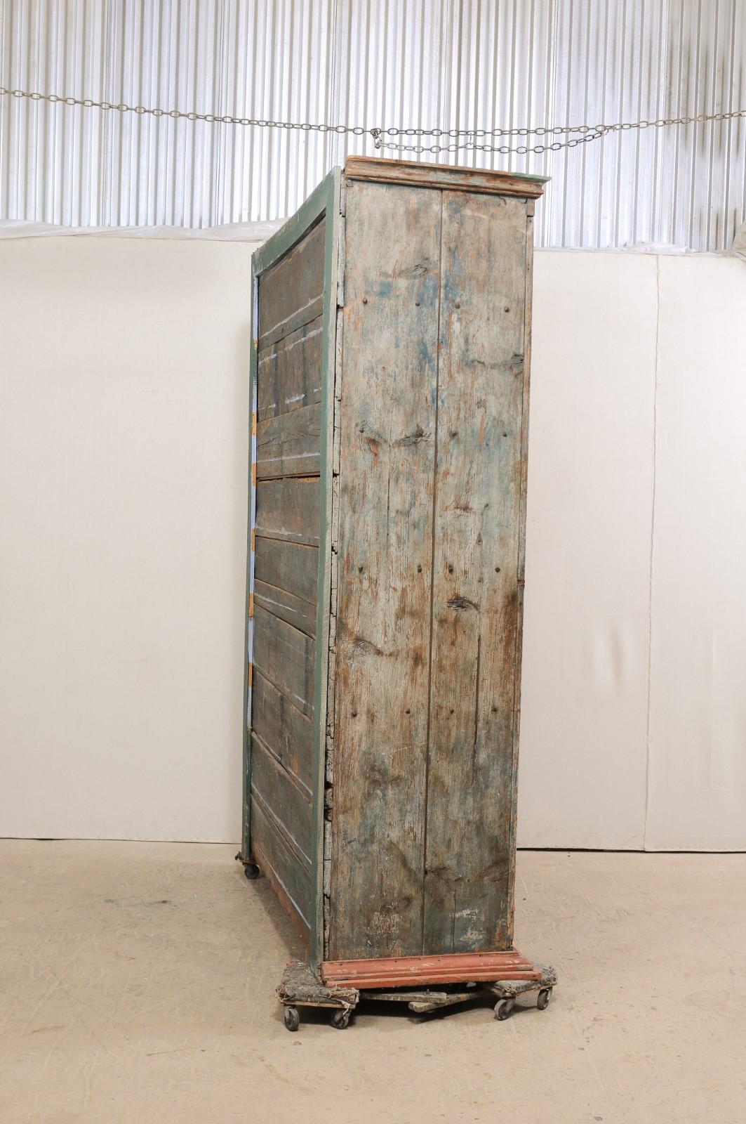 Wood An 8+ Ft. Tall Antique Storage Cabinet from Brazil, with it's Original Paint For Sale