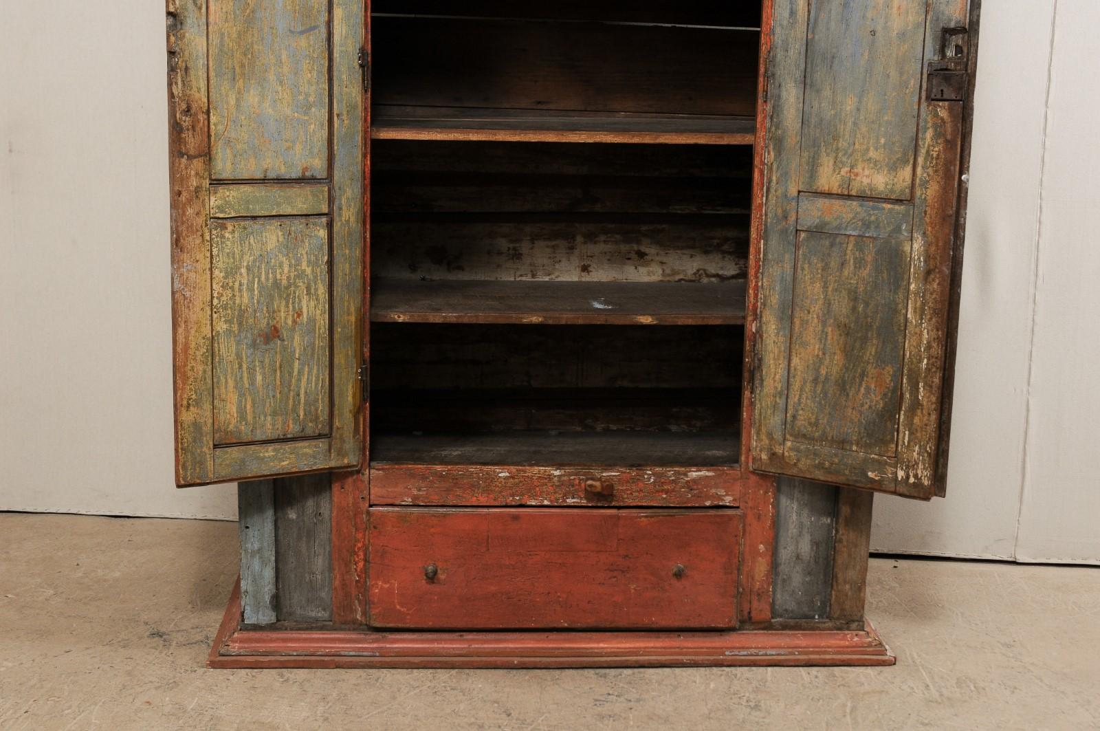 Painted An 8+ Ft. Tall Antique Storage Cabinet from Brazil, with it's Original Paint For Sale