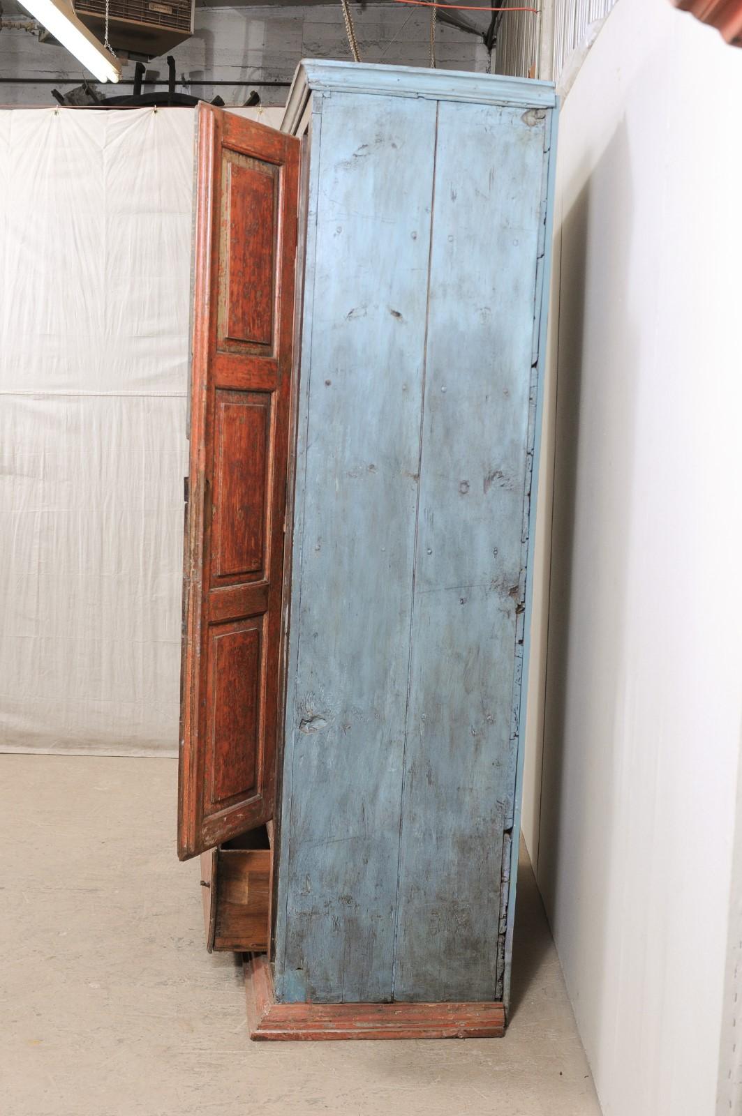 19th Century An 8+ Ft. Tall Antique Storage Cabinet from Brazil, with it's Original Paint For Sale