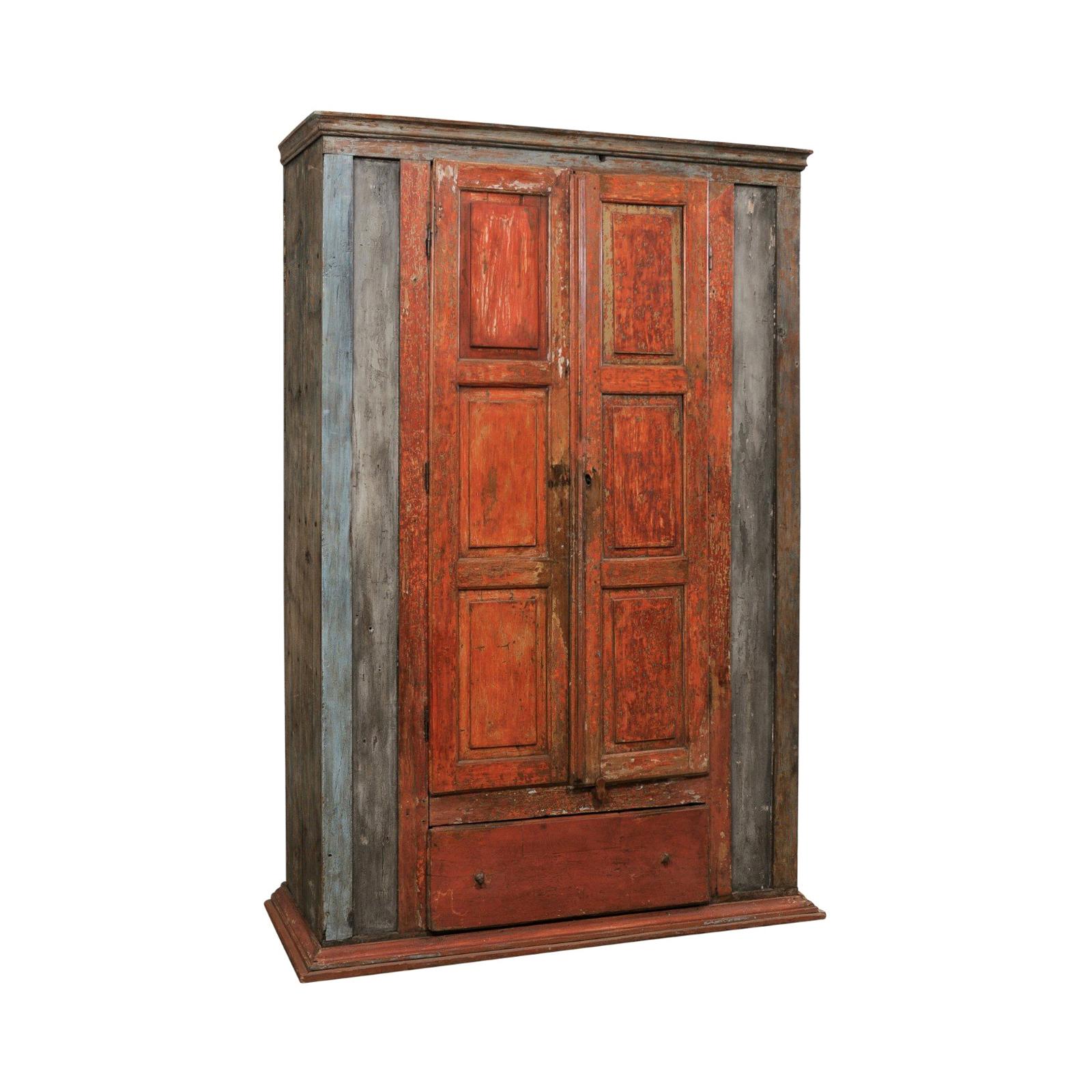 An 8+ Ft. Tall Antique Storage Cabinet from Brazil, with it's Original Paint For Sale