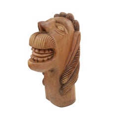 19th-Century Wooden Carranca with Zoomorphic Carving, Handcrafted in Brazil