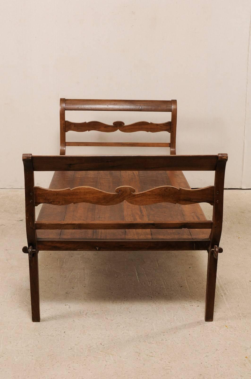 19th Century 19th C. Brazilian Nicely Carved Peroba Hardwood Daybed (or Backless Bench) 