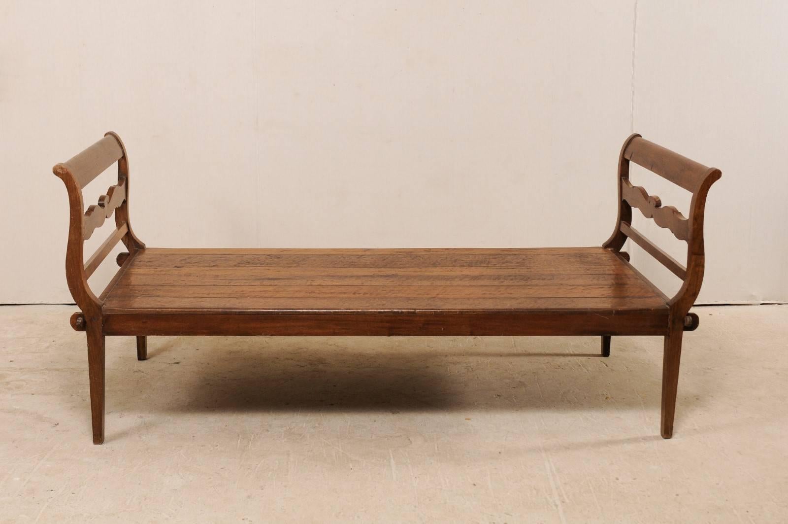 19th C. Brazilian Nicely Carved Peroba Hardwood Daybed (or Backless Bench)  2