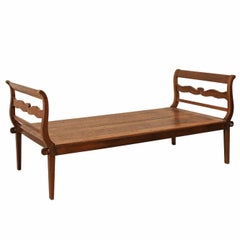 19th C. Brazilian Nicely Carved Peroba Hardwood Daybed (or Backless Bench)