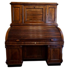 19th Century Rosewood Large Roll Top Desk with Cabinet