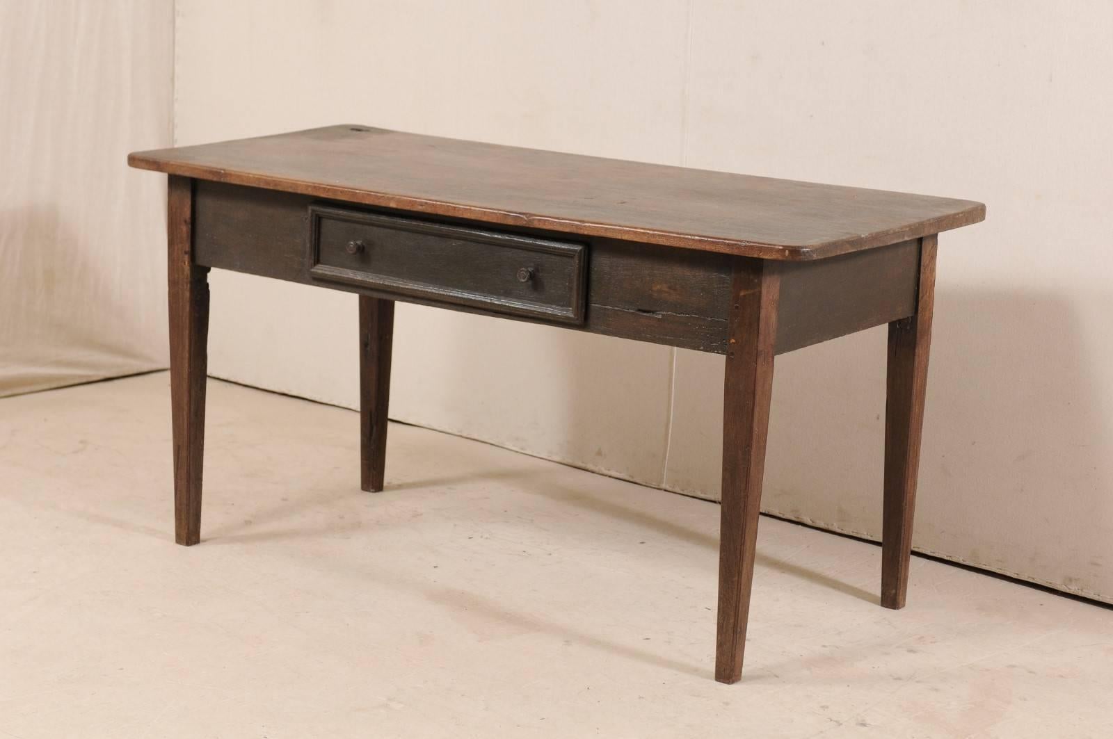 19th Century Brazilian Wood Library Table with Single Drawer In Good Condition In Atlanta, GA