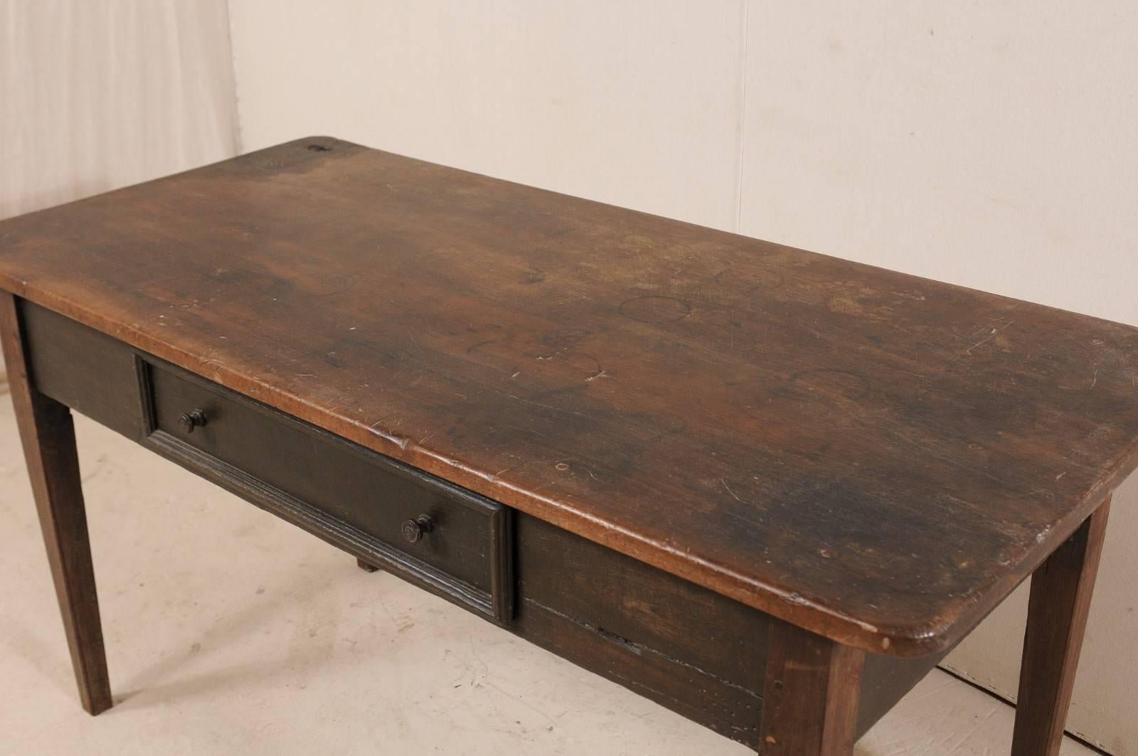 Hardwood 19th Century Brazilian Wood Library Table with Single Drawer