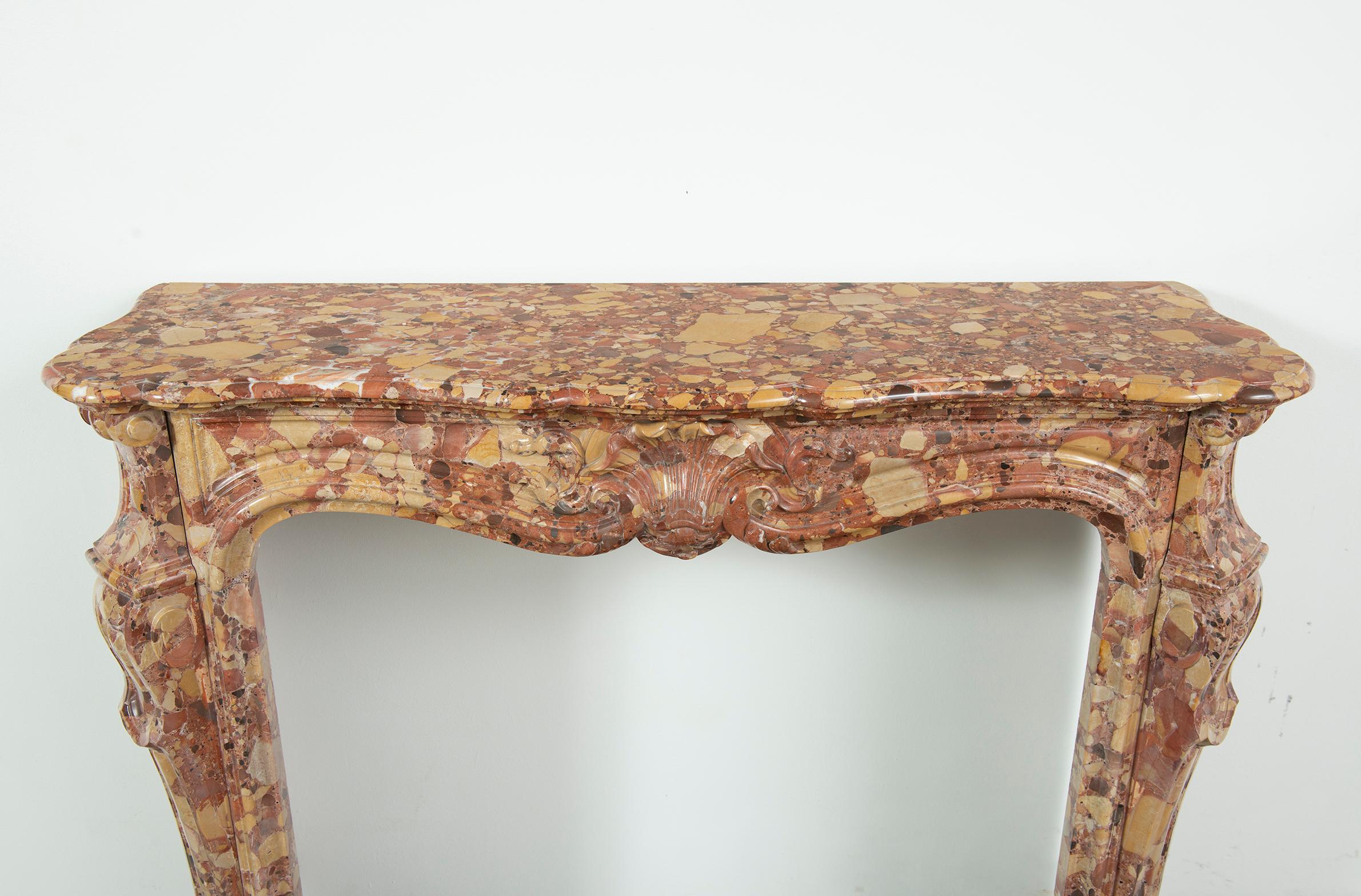 French 19th Century Breche d'allepe Louis XV Fireplace Mantel - Free Shipping - 