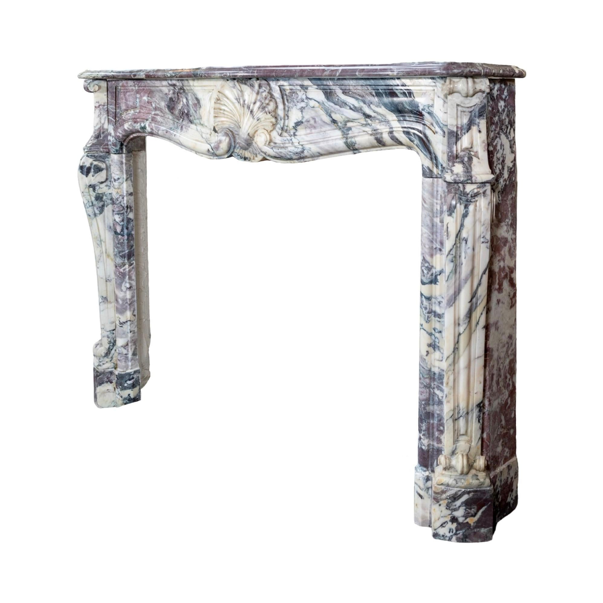 French Villefranche Peach Flower Marble Mantel For Sale 2
