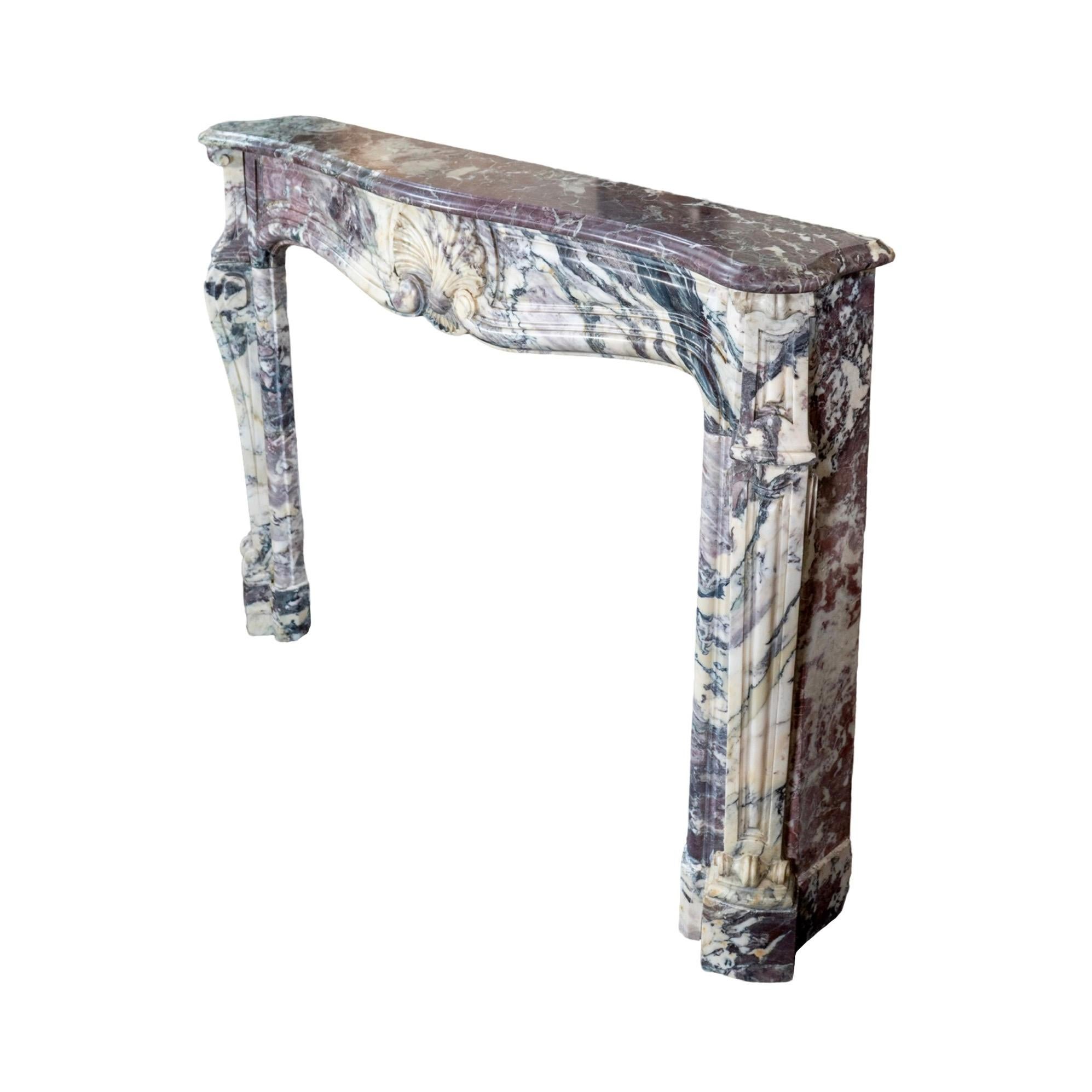 French Villefranche Peach Flower Marble Mantel For Sale 3