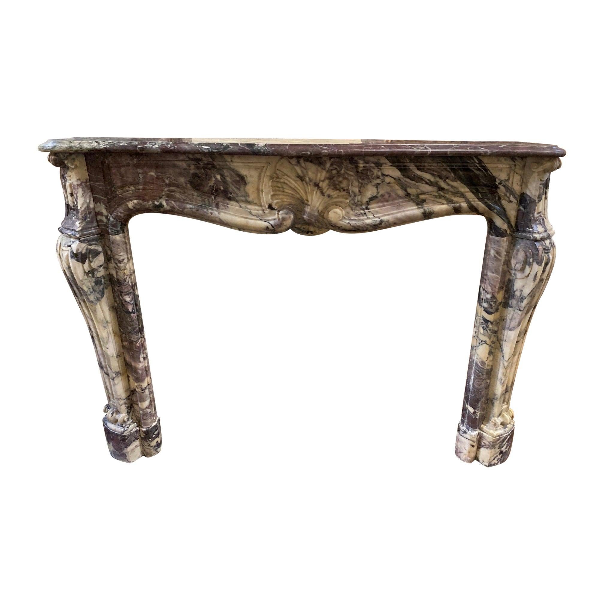 19th Century Breche Violet Marble Mantel