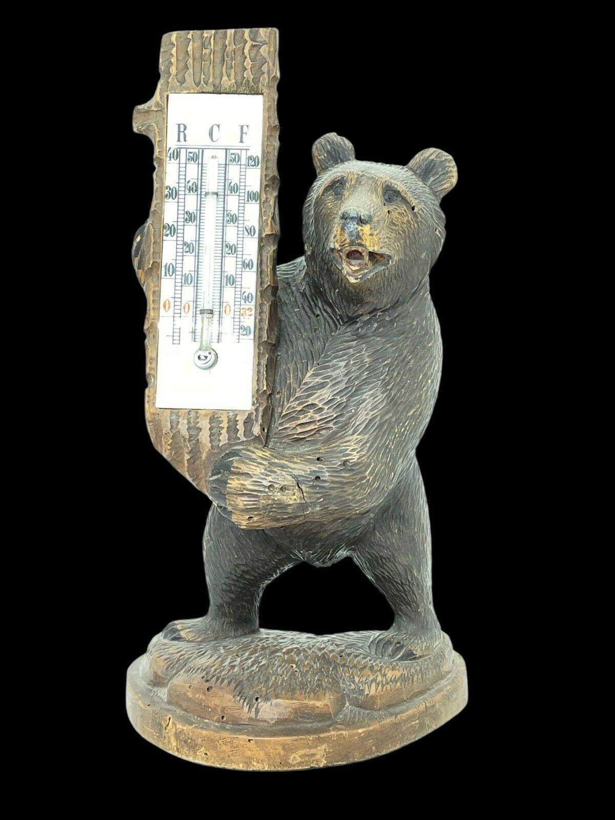 19ème siècle Ours de la Forêt Noire sculpté de Brienz avec thermomètre, vers 1890 en vente 4