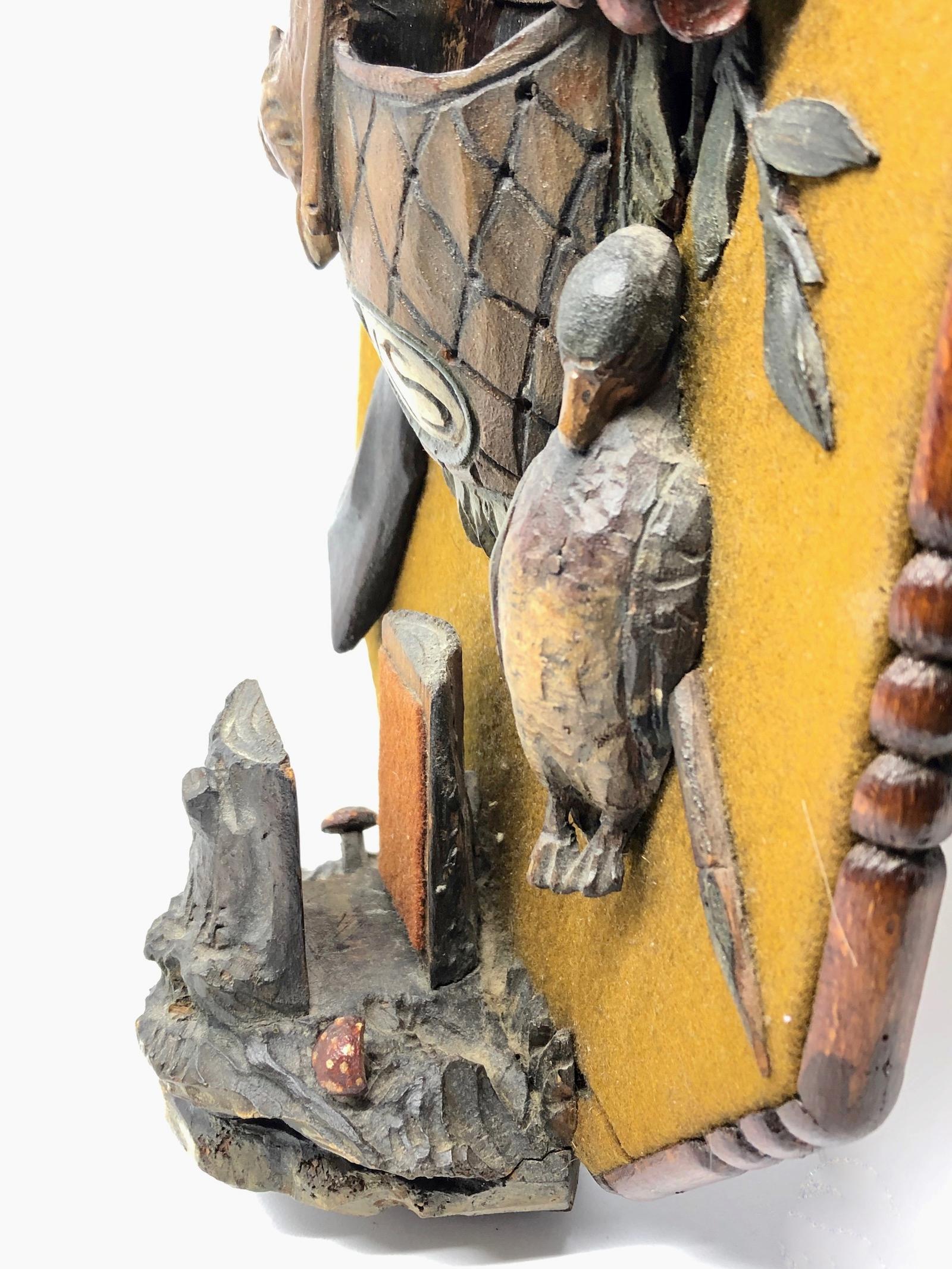 19th Century Brienz Black Forest Carved Plaque Wood Hunt Theme Match Holder 1