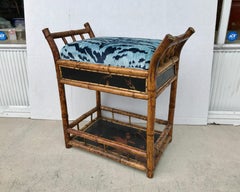 19th Century "Brighton" Bamboo Bench with Bevilacqua "Tiger" Velvet
