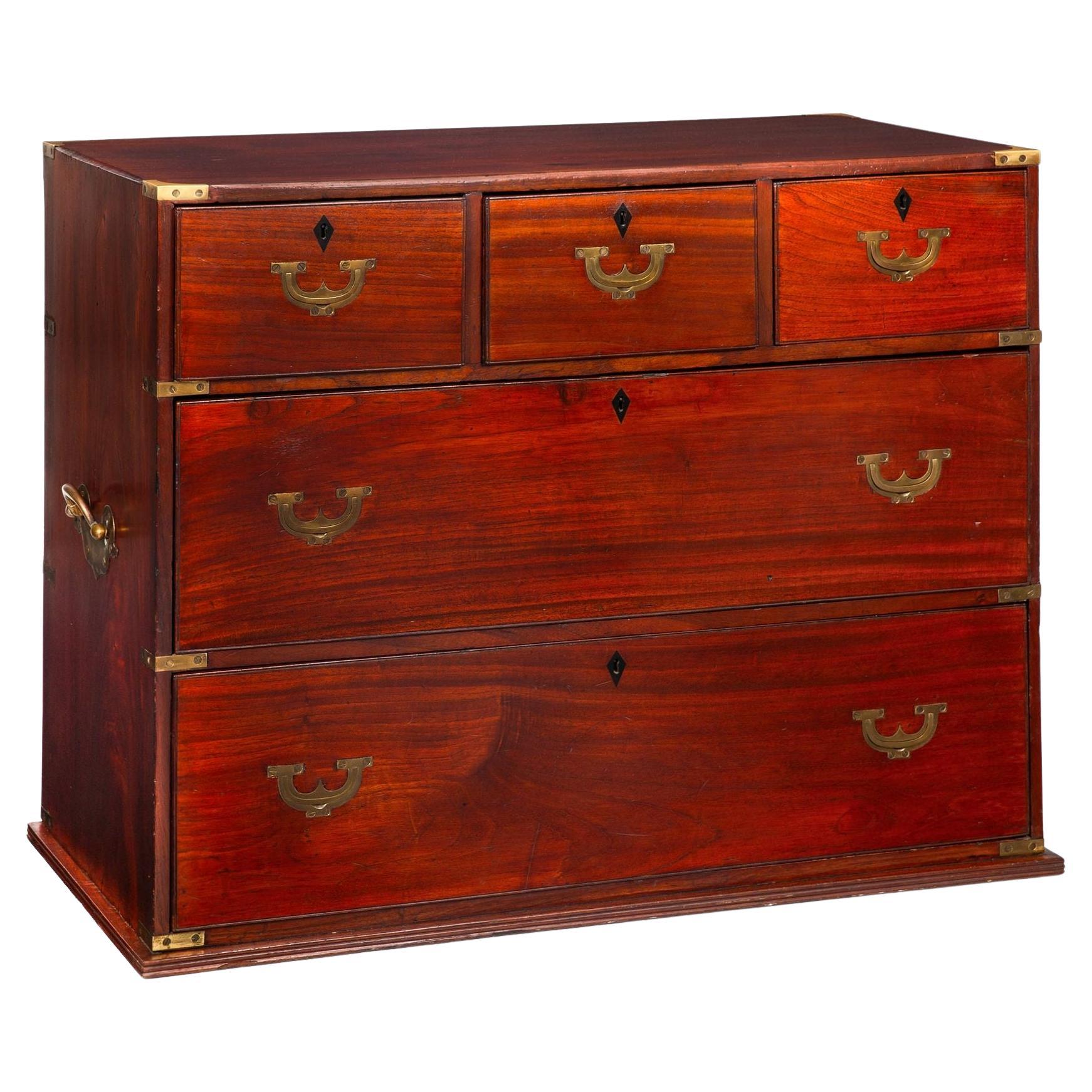 19th Century British Campaign Chest of Drawers For Sale