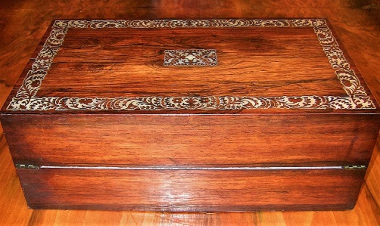 Hand-Crafted 19th Century British Campaign Writing Slope with Mop Inlay