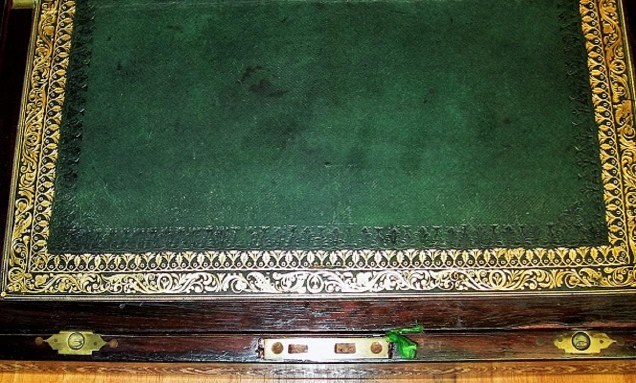 Mother-of-Pearl 19th Century British Campaign Writing Slope with Mop Inlay