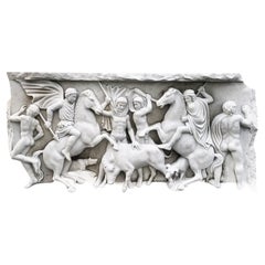 19th Century British Carrara Marble Roman Relief Sculpture - Antique Relief