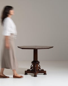 19th Century British Chestnut Brown Victorian Mahogany Octagonal Table