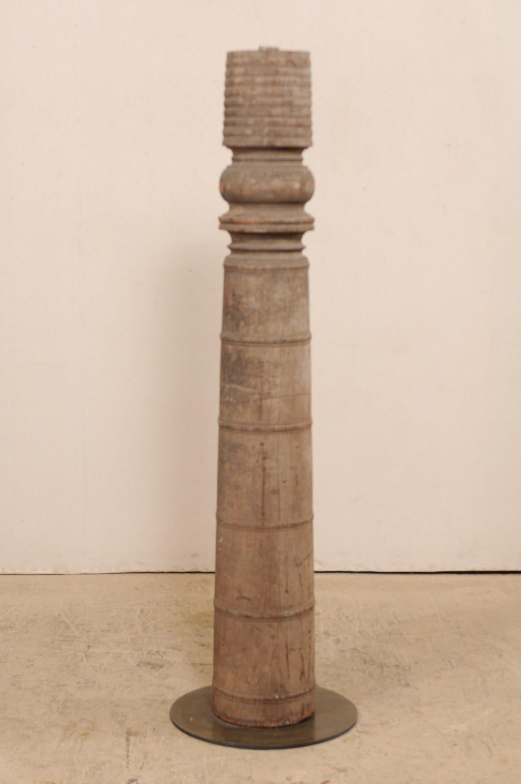 Carved 19th Century British Colonial Architectural Column on Stand