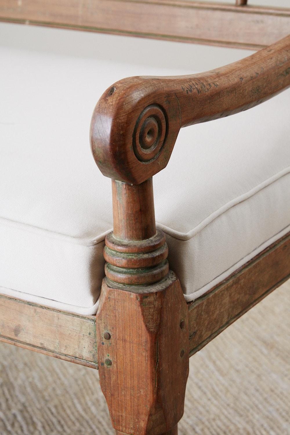 19th Century British Colonial Carved Teak Plantation Bench 5