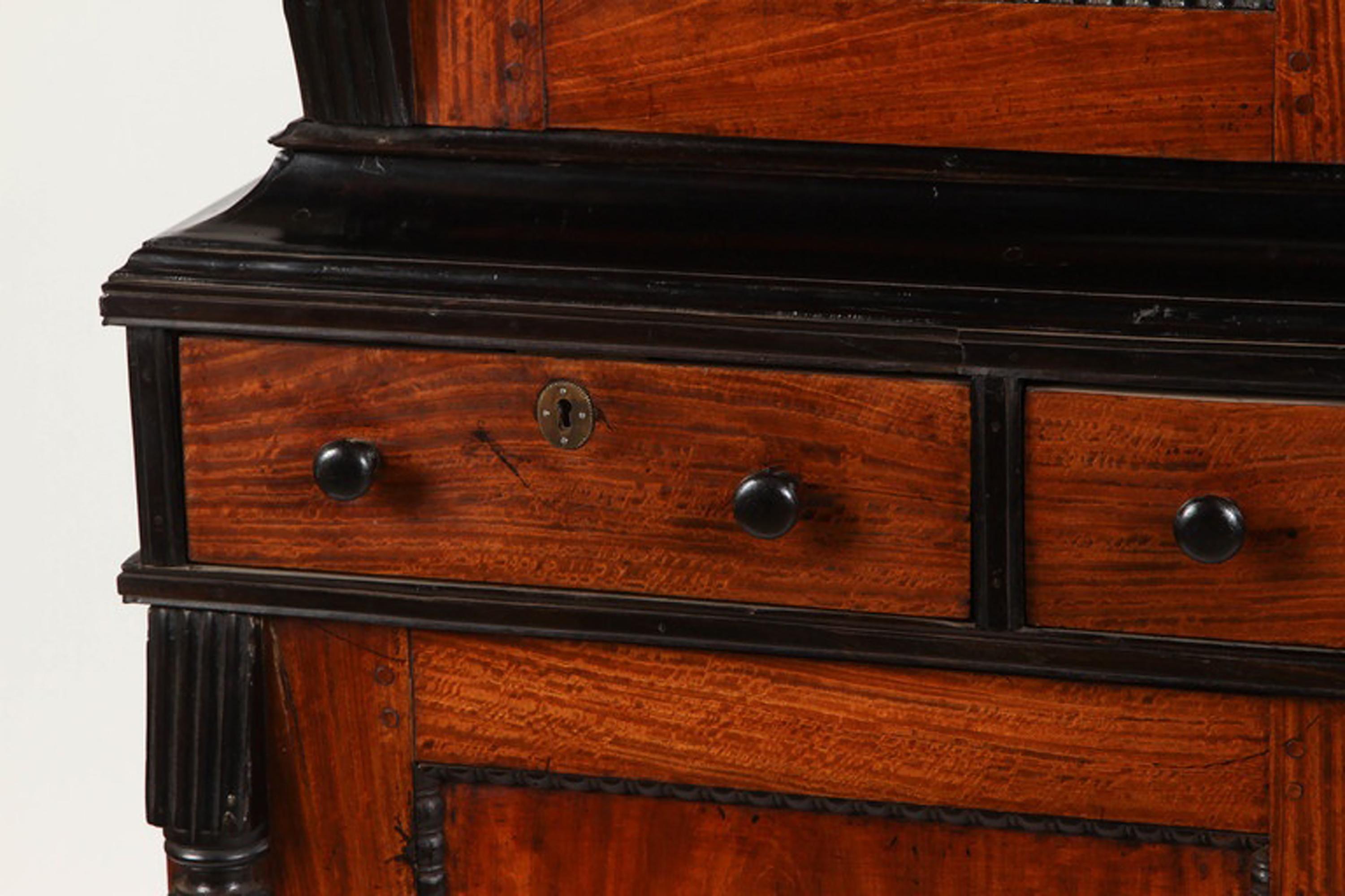 19th Century British Colonial Ceylonese Satinwood and Ebony Cabinet For Sale 4