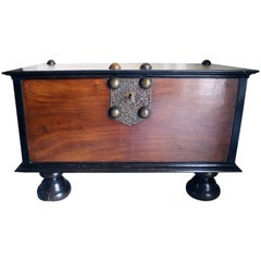 19th Century British Colonial Indian Storage Trunk of Solid Mahogany