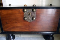 19th Century British Colonial Indian Storage Trunk of Solid Mahogany