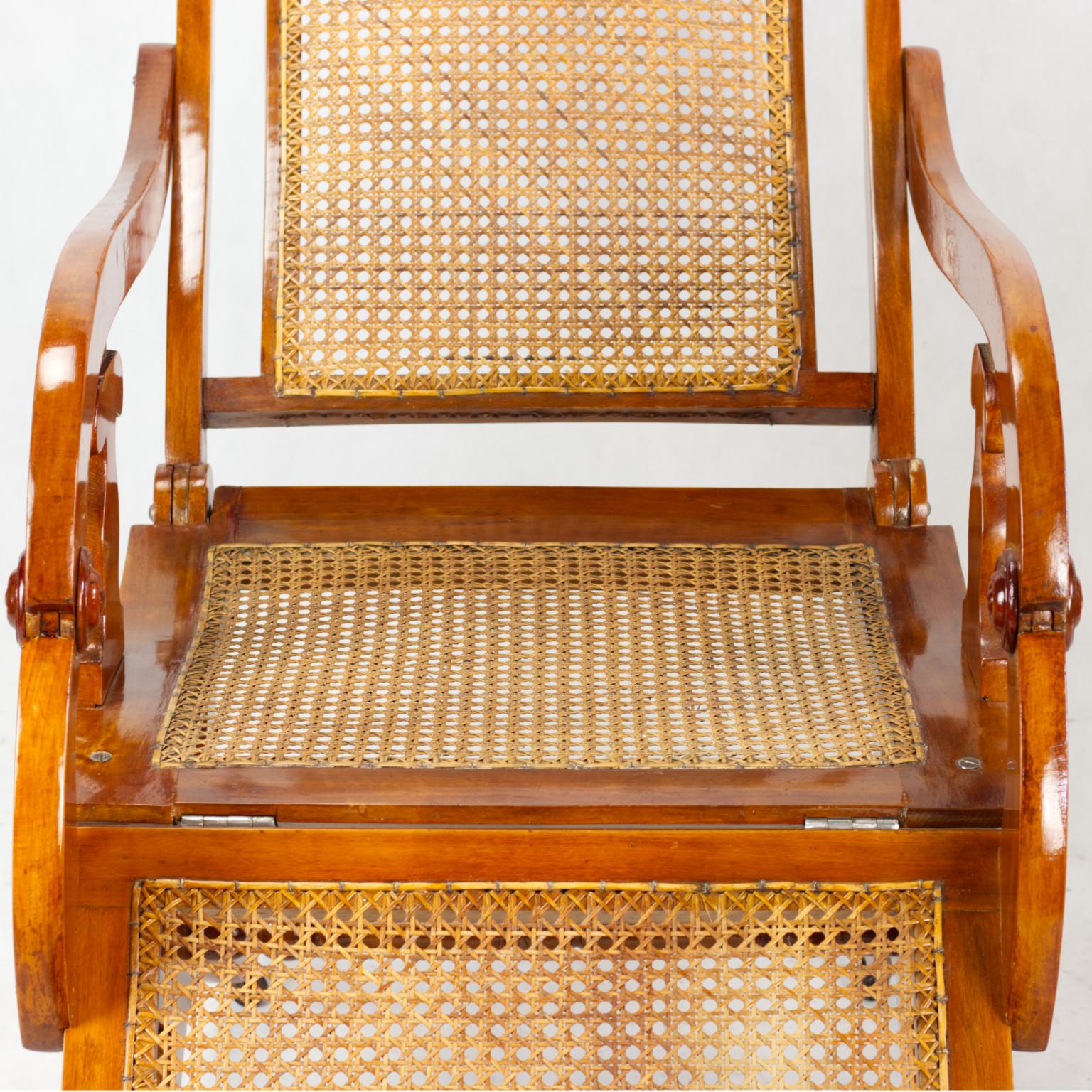 19th Century Biedermeier Reclining Cane Chair For Sale 9