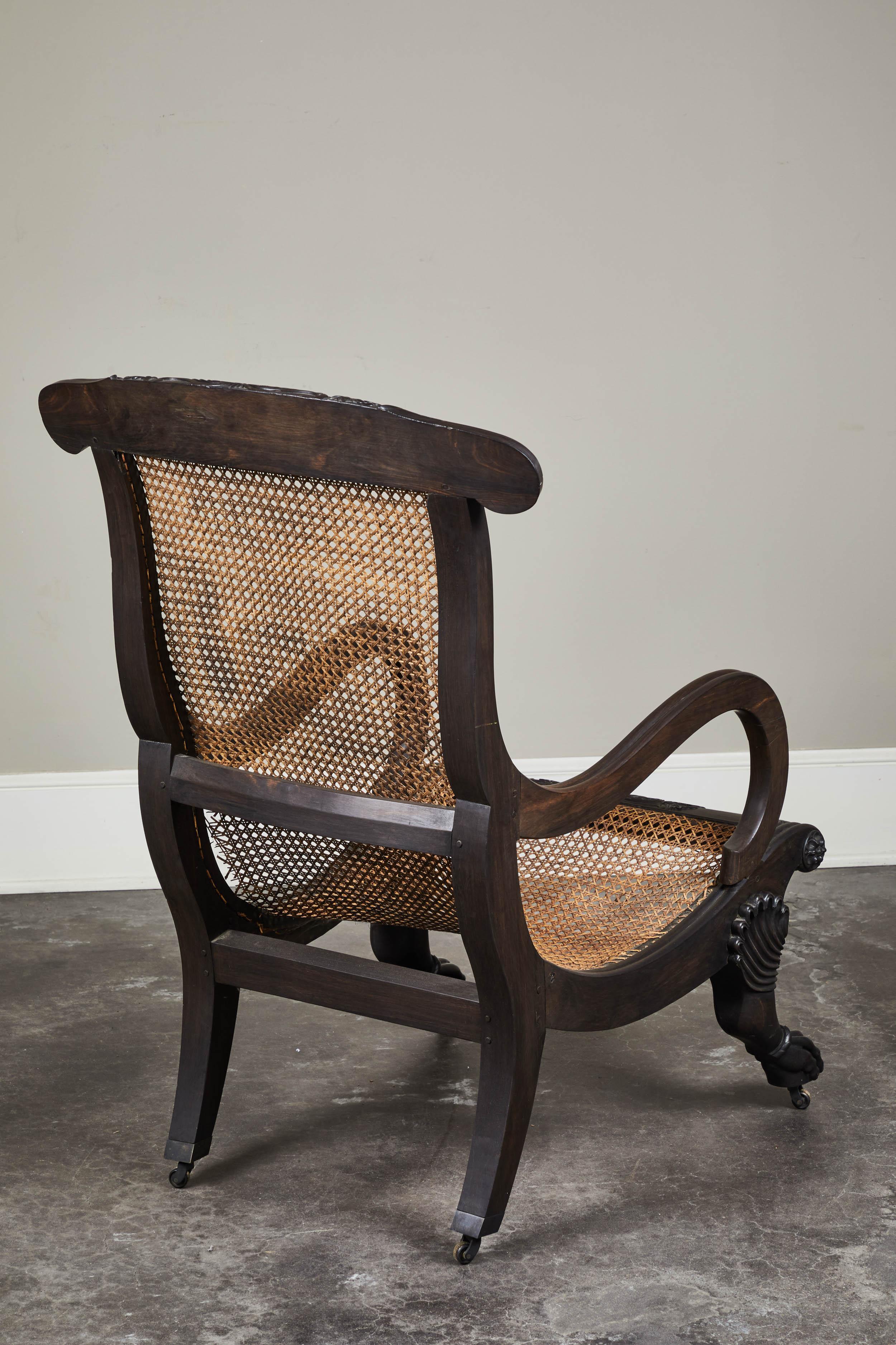 19th Century British Colonial/Regency Ebony Chair In Good Condition For Sale In Pasadena, CA