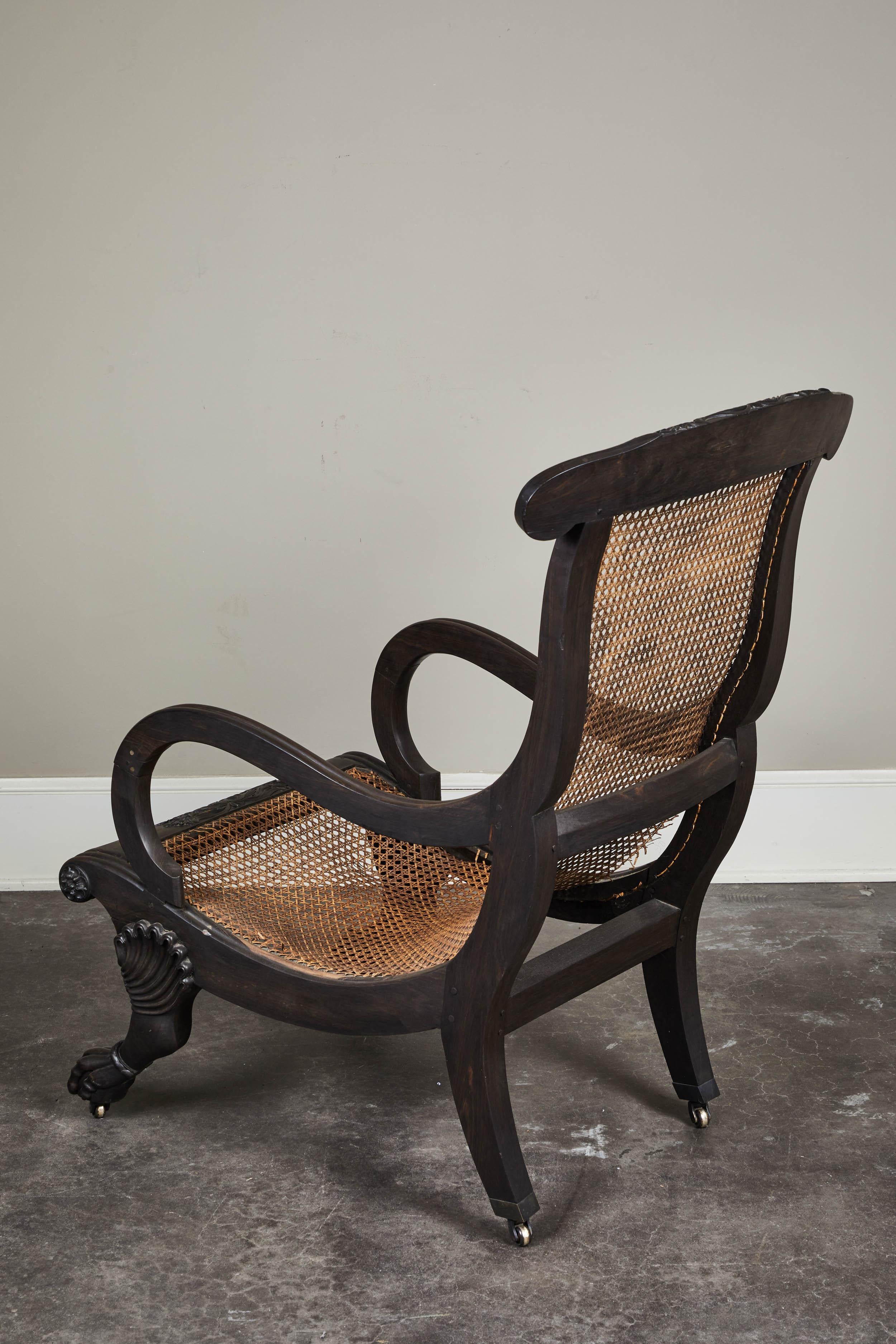Rattan 19th Century British Colonial/Regency Ebony Chair For Sale